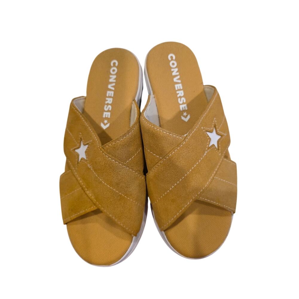 Converse‎ One Star Womens 6 Tan Suede Slide Sandals Platform Slip On